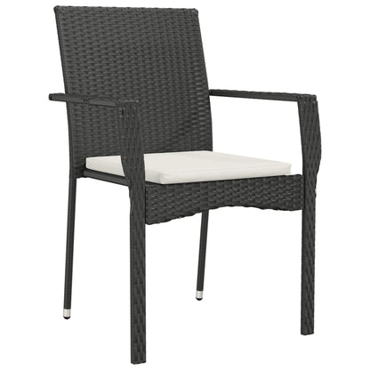 Set da Pranzo da Giardino 3 pz con Cuscini Nero in Polyrattan - homemem39