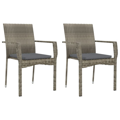 Set da Pranzo da Giardino 3 pz con Cuscini in Polyrattan Grigio - homemem39