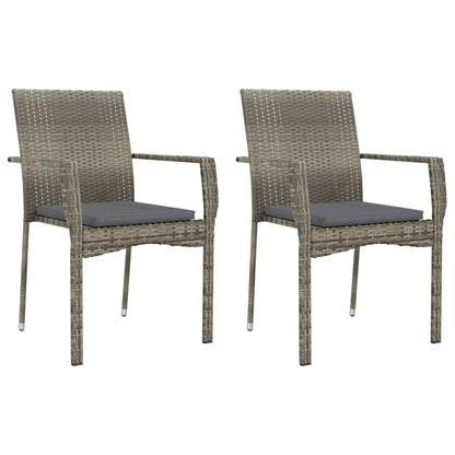 Set da Pranzo da Giardino 3 pz con Cuscini in Polyrattan Grigio - homemem39