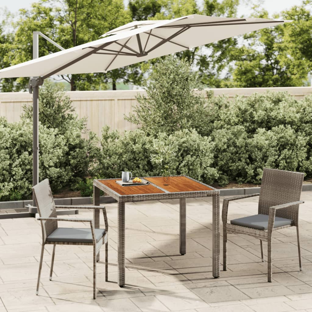 Set da Pranzo da Giardino 3 pz con Cuscini in Polyrattan Grigio - homemem39