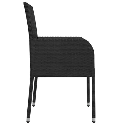 Set da Pranzo da Giardino 3 pz con Cuscini Nero in Polyrattan - homemem39