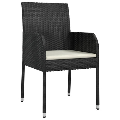 Set da Pranzo da Giardino 5 pz Nero con Cuscini in Polyrattan - homemem39