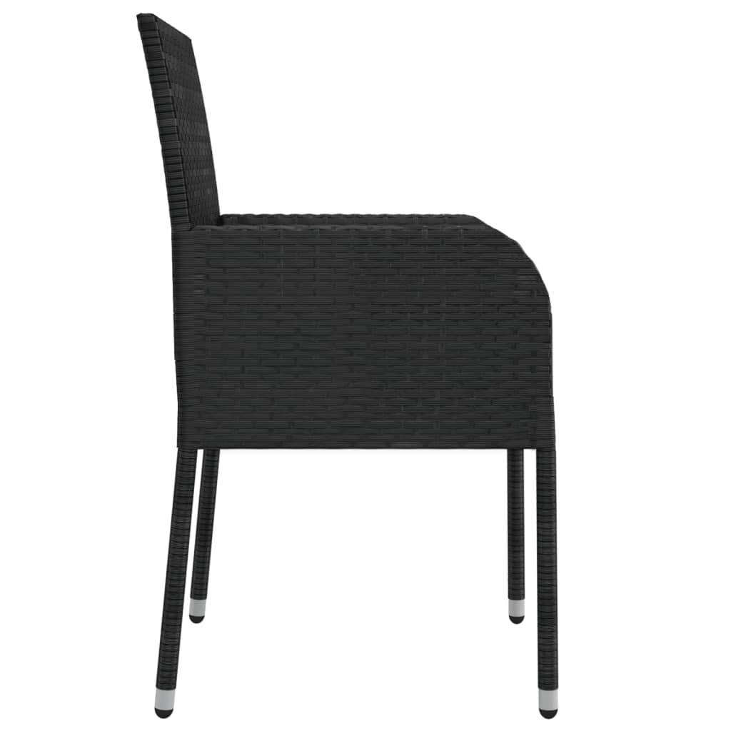 Set da Pranzo da Giardino 5 pz Nero con Cuscini in Polyrattan - homemem39