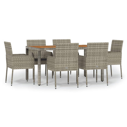 Set da Pranzo da Giardino 7 pz con Cuscini in Polyrattan Grigio - homemem39