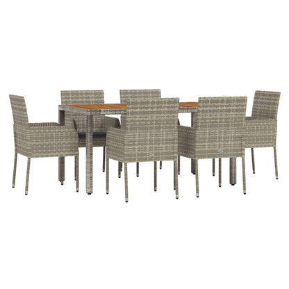 Set da Pranzo da Giardino 7 pz con Cuscini in Polyrattan Grigio - homemem39