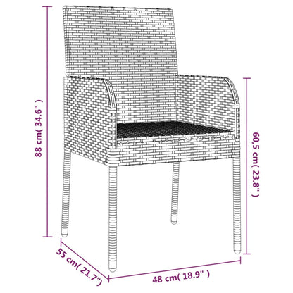 Set da Pranzo da Giardino 7 pz con Cuscini in Polyrattan Grigio - homemem39