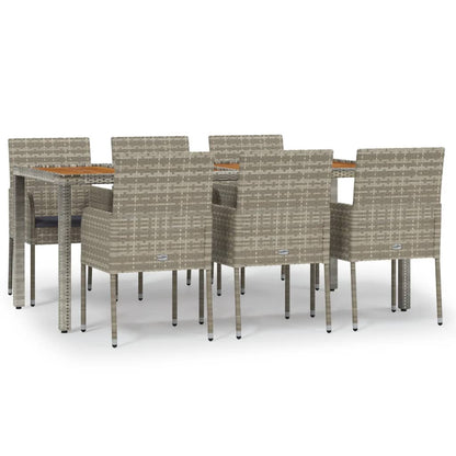 Set da Pranzo da Giardino 7 pz con Cuscini in Polyrattan Grigio - homemem39