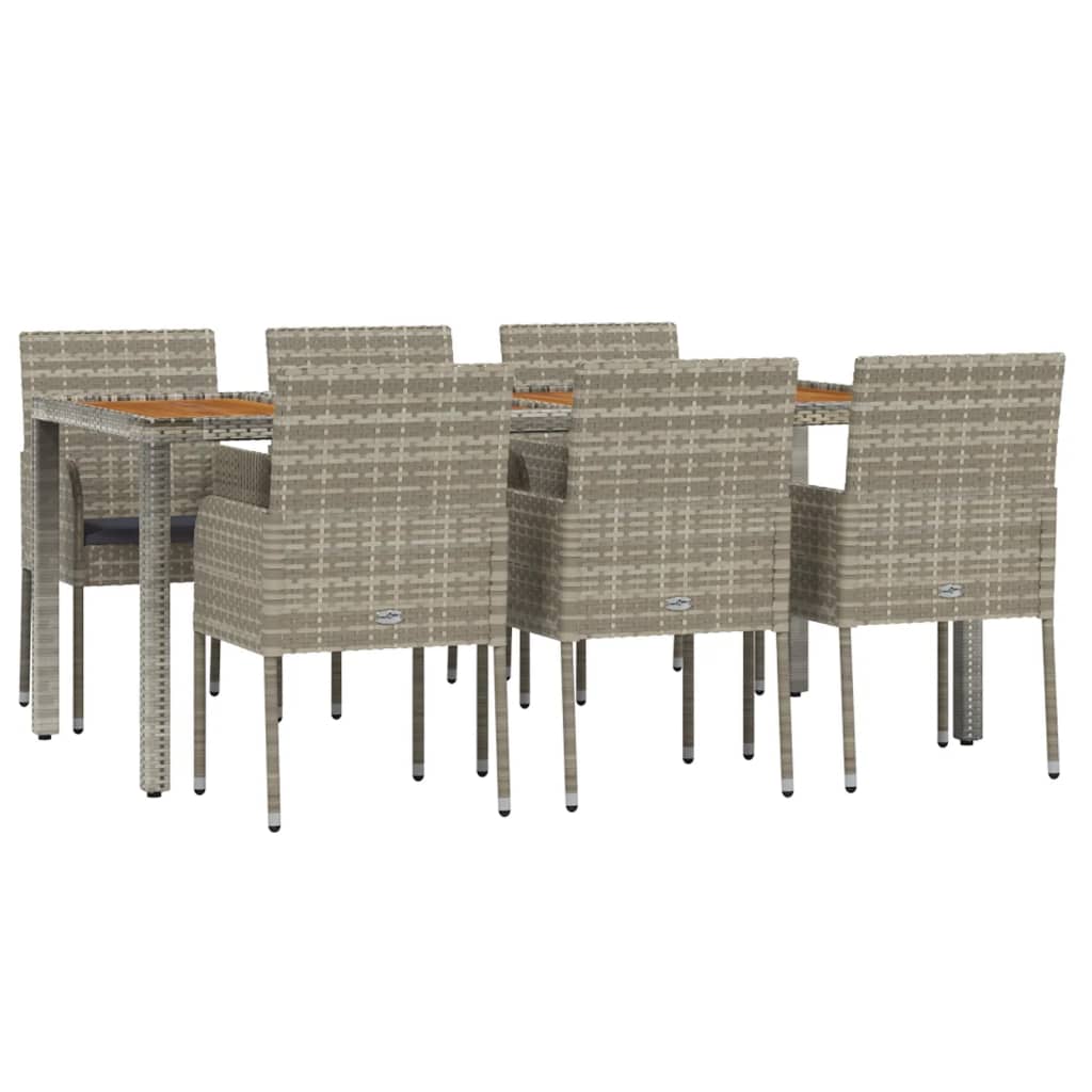 Set da Pranzo da Giardino 7 pz con Cuscini in Polyrattan Grigio - homemem39