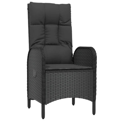 Set da Pranzo da Giardino 5 pz Nero con Cuscini in Polyrattan - homemem39