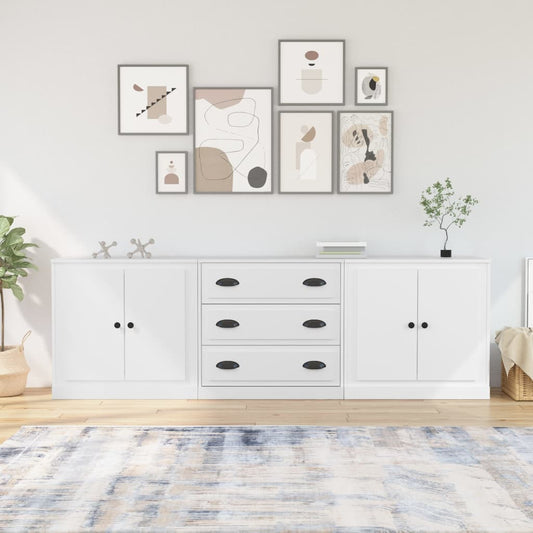 Credenze 3 pz Bianco in Legno Multistrato - homemem39