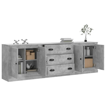 Credenze 3 pz Grigio Cemento in Legno Multistrato - homemem39