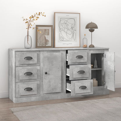 Credenze 2 pz Grigio Cemento in Legno Multistrato - homemem39