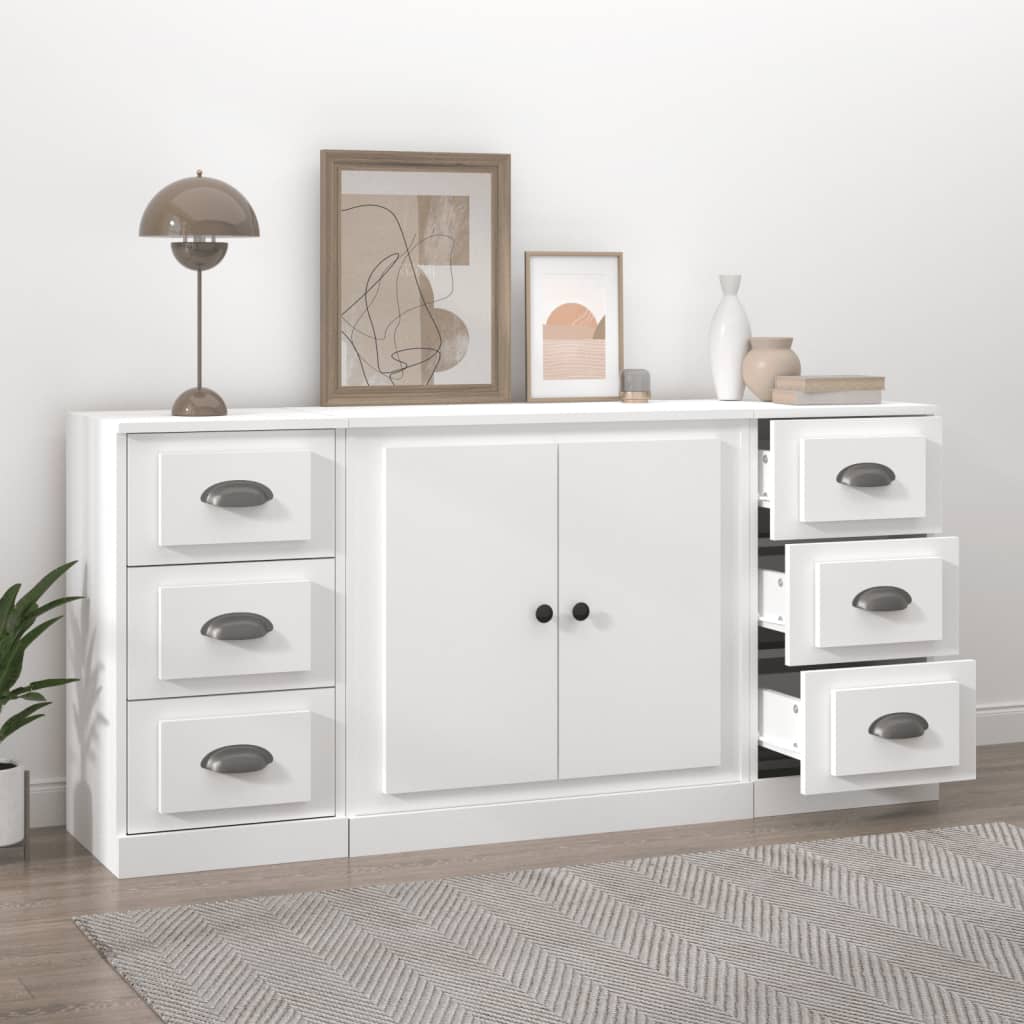 Credenze 3 pz Bianco in Legno Multistrato - homemem39