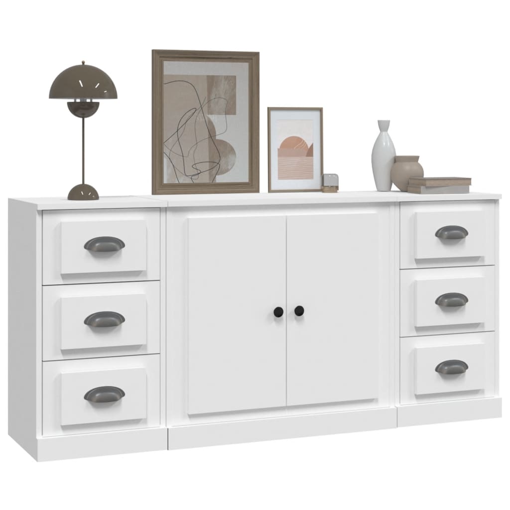 Credenze 3 pz Bianco in Legno Multistrato - homemem39