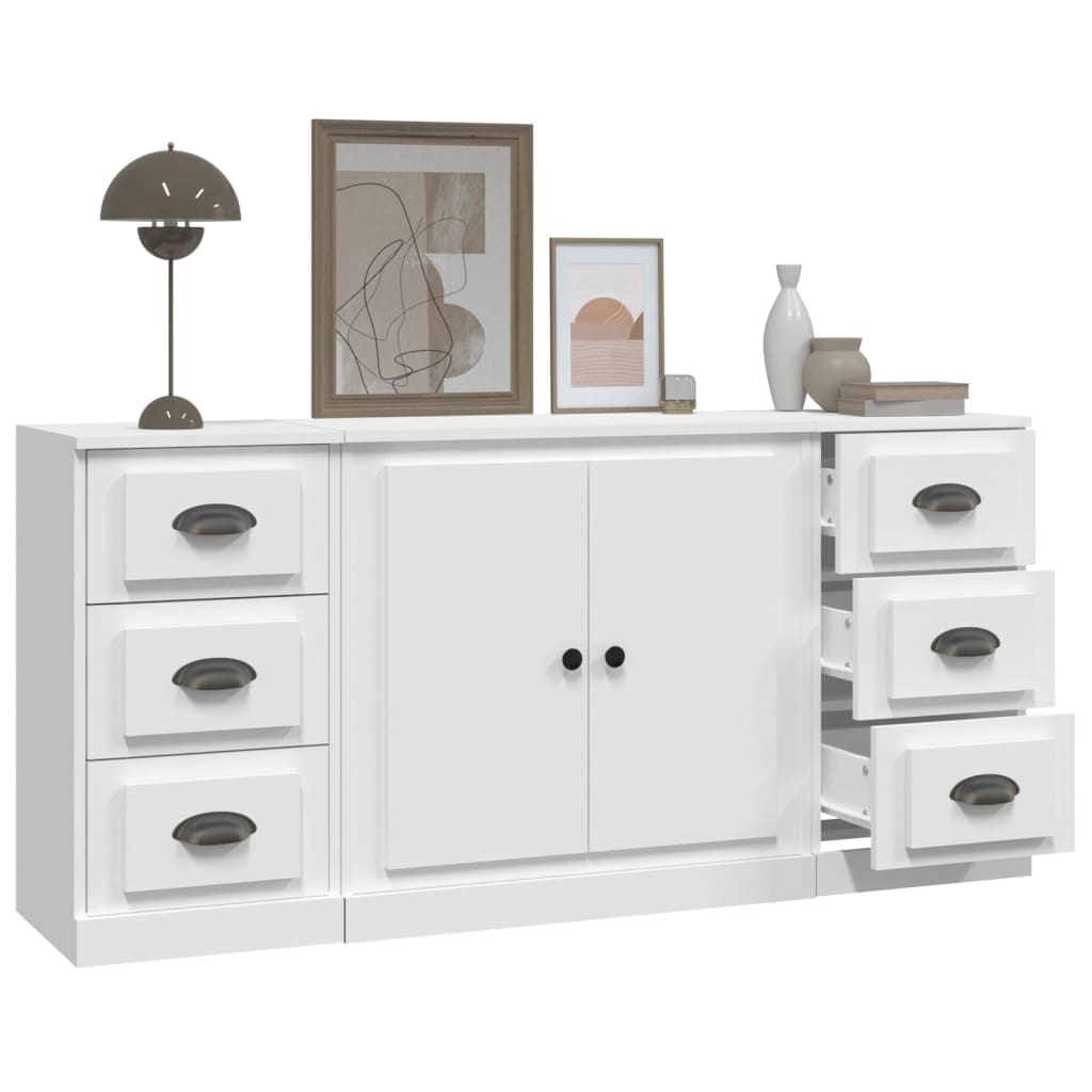 Credenze 3 pz Bianco in Legno Multistrato - homemem39