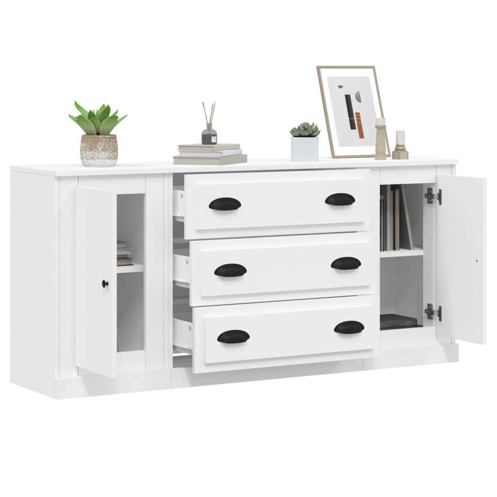 Credenze 3 pz Bianco in Legno Multistrato - homemem39