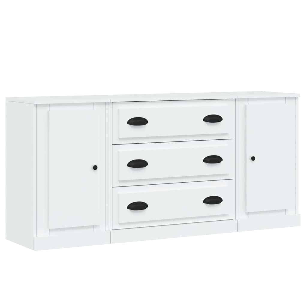 Credenze 3 pz Bianco Lucido in Legno Multistrato - homemem39