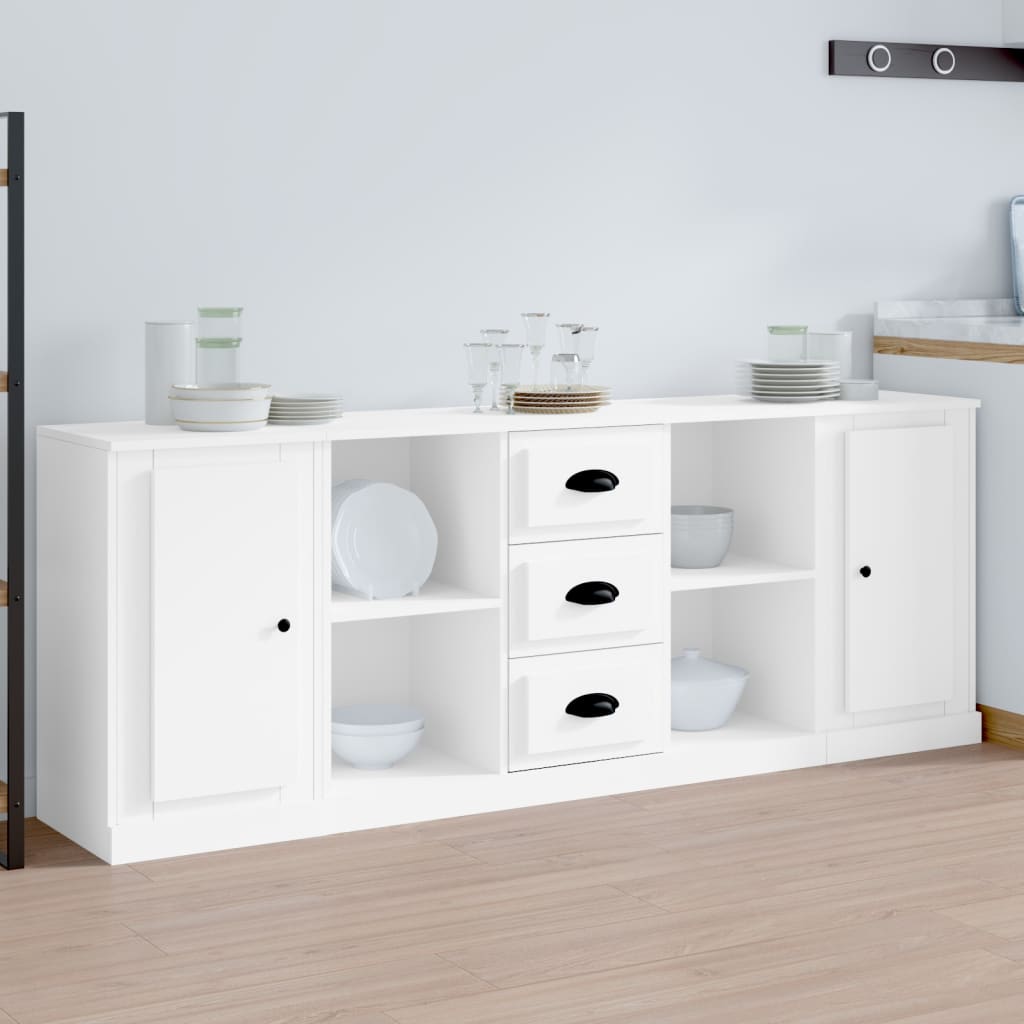 Credenze 3 pz Bianco in Legno Multistrato - homemem39