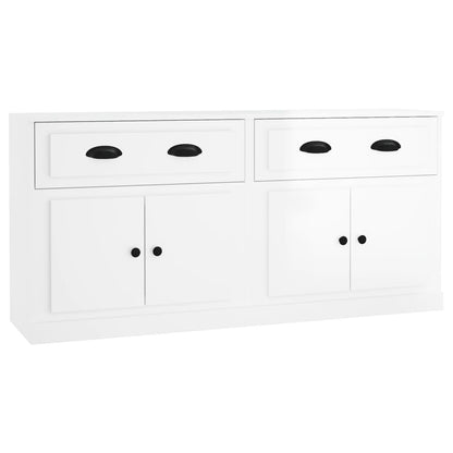 Credenze 2 pz Bianco Lucido in Legno Multistrato - homemem39