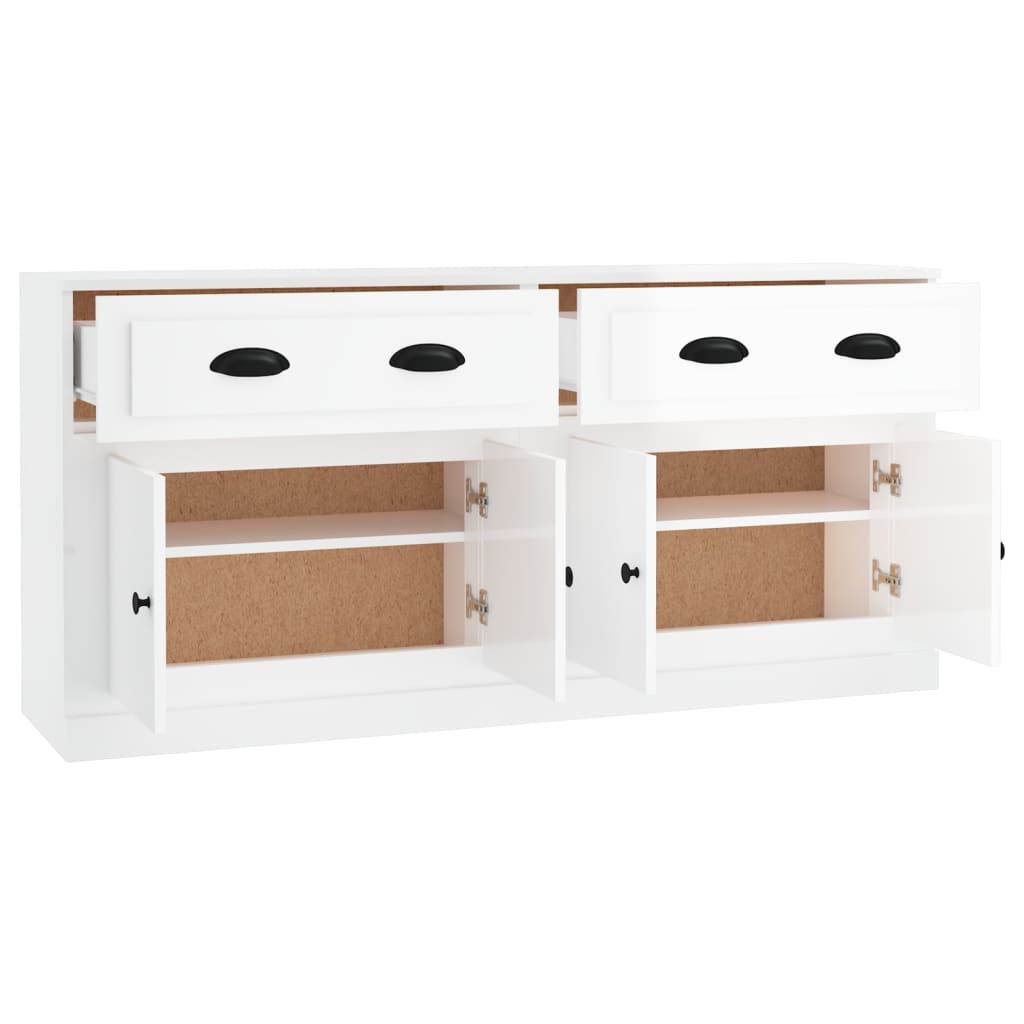 Credenze 2 pz Bianco Lucido in Legno Multistrato - homemem39