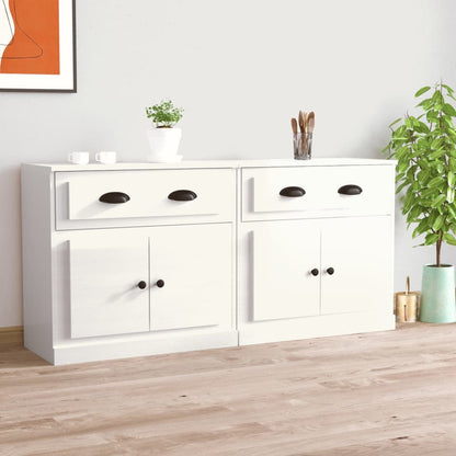 Credenze 2 pz Bianco Lucido in Legno Multistrato - homemem39