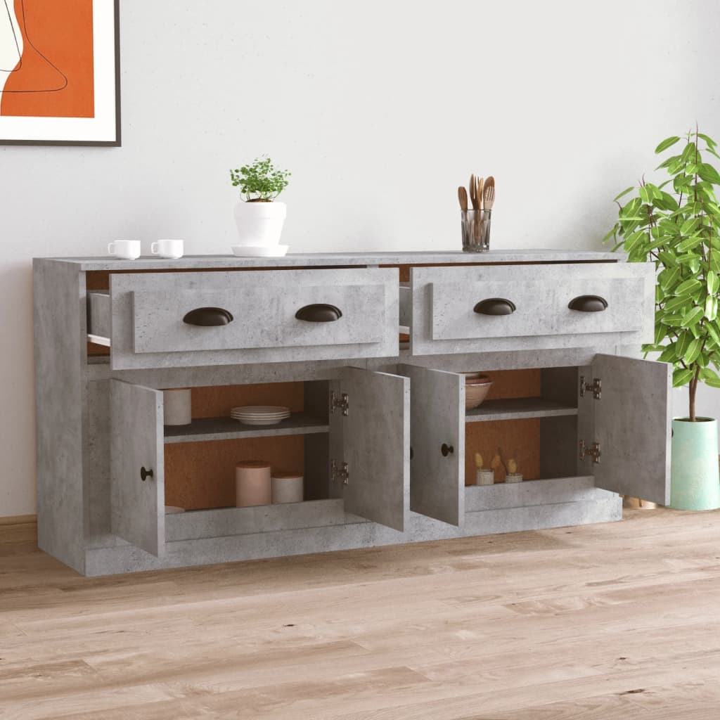 Credenze 2 pz Grigio Cemento in Legno Multistrato - homemem39