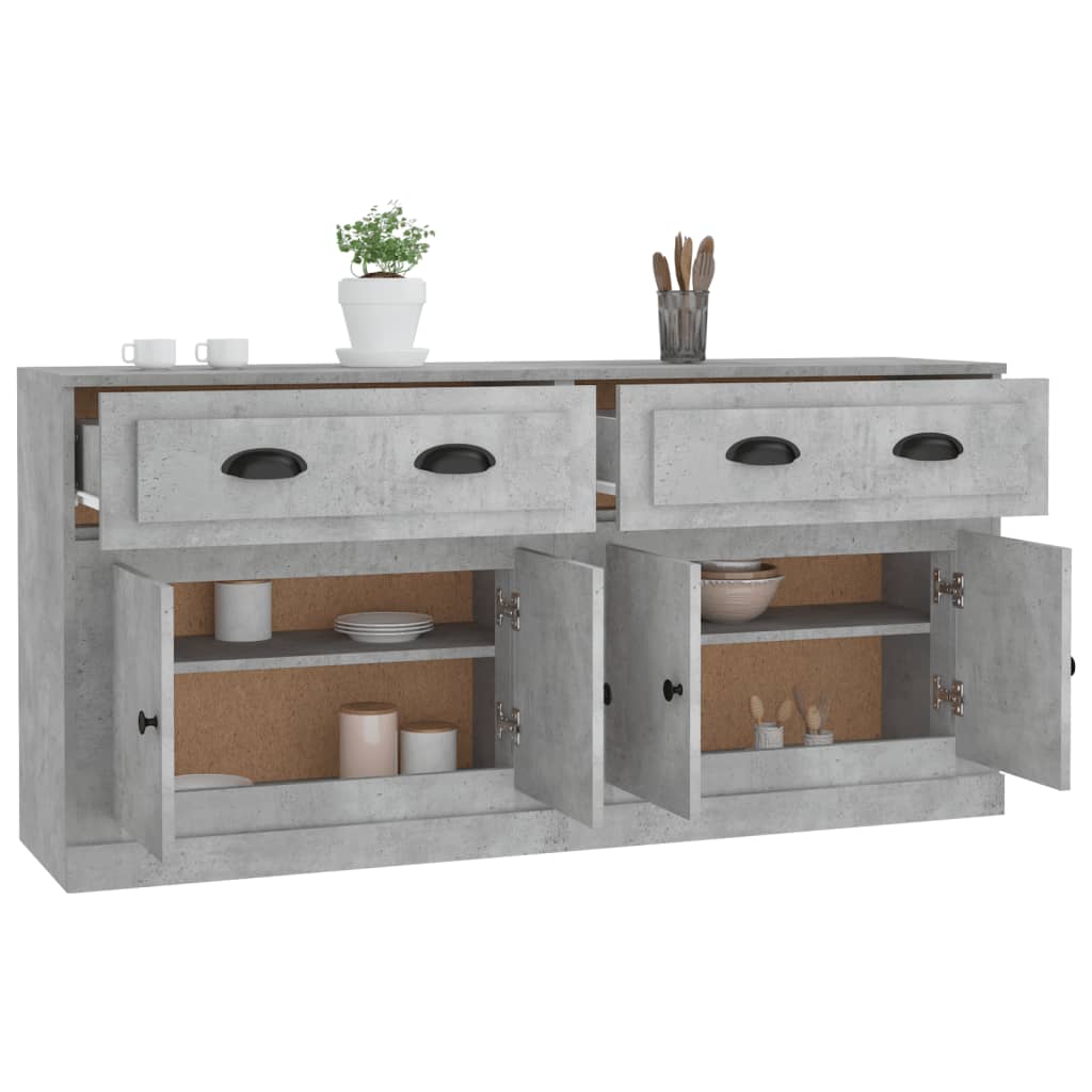 Credenze 2 pz Grigio Cemento in Legno Multistrato - homemem39