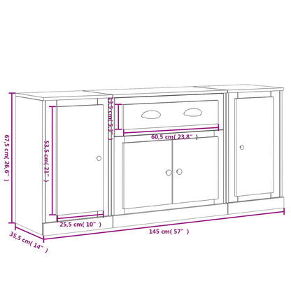 Credenze 3 pz Bianco in Legno Multistrato - homemem39