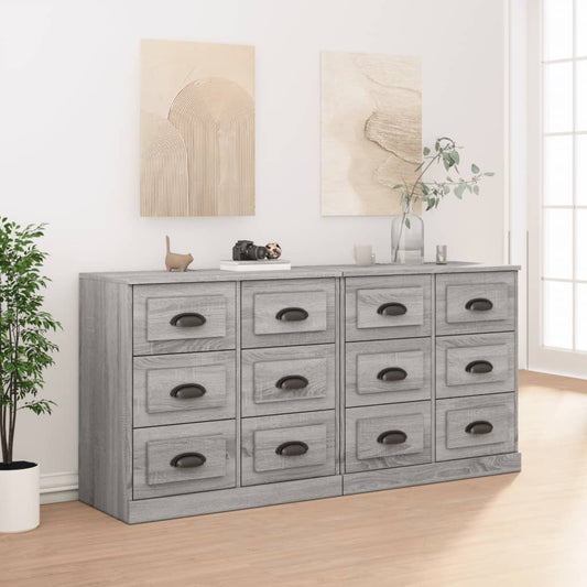 Credenze 2 pz Grigio Sonoma in Legno Multistrato - homemem39