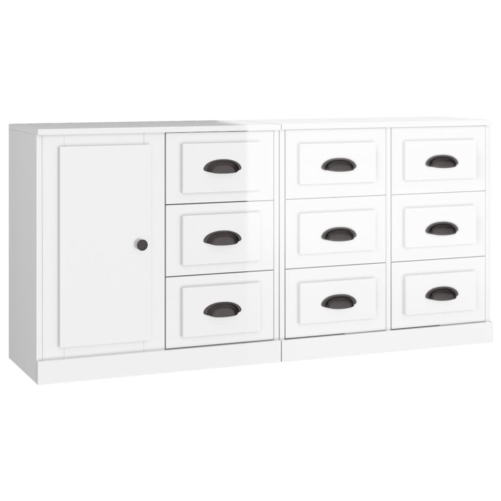 Credenze 3 pz Bianco in Legno Multistrato - homemem39