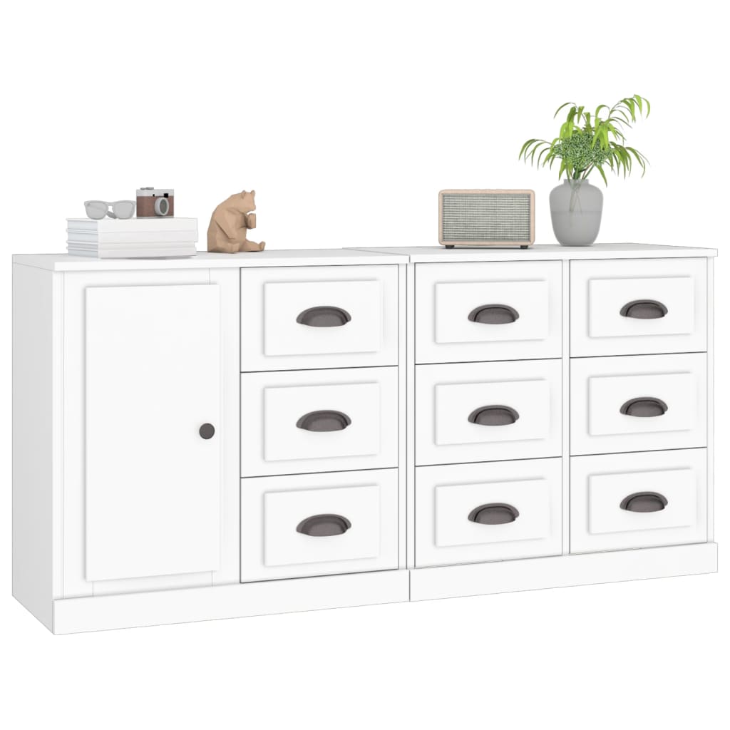 Credenze 3 pz Bianco in Legno Multistrato - homemem39