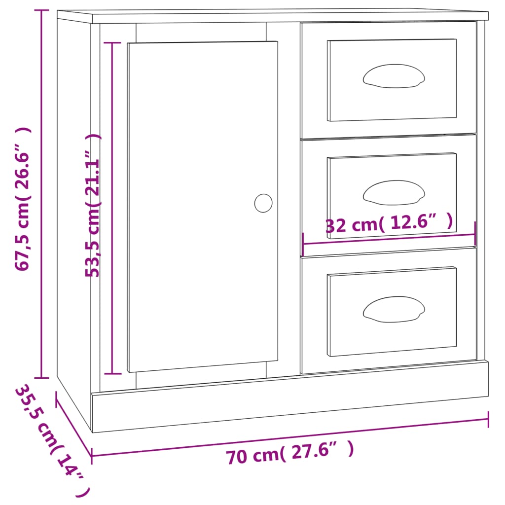 Credenze 3 pz Bianco in Legno Multistrato - homemem39