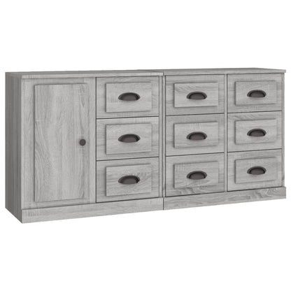 Credenze 3 pz Grigio Sonoma in Legno Multistrato - homemem39