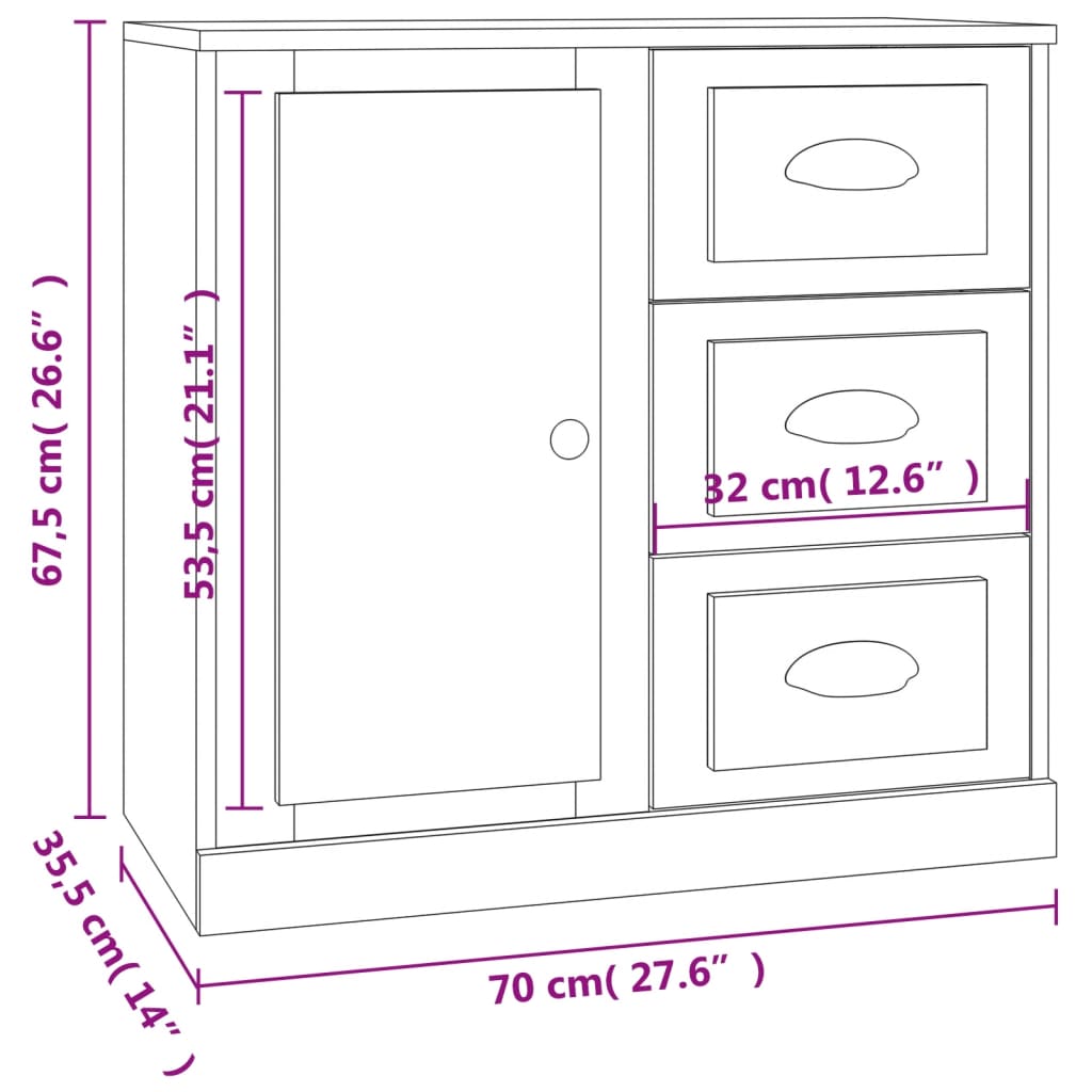 Credenze 3 pz Grigio Sonoma in Legno Multistrato - homemem39