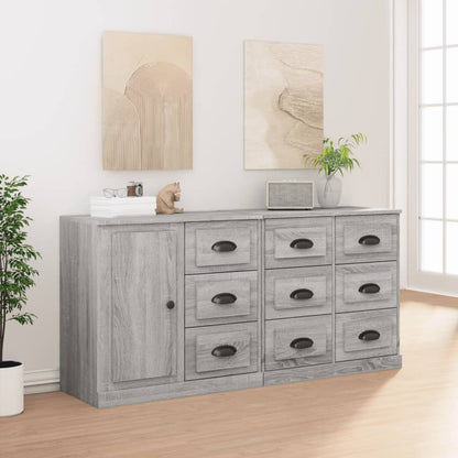 Credenze 3 pz Grigio Sonoma in Legno Multistrato - homemem39