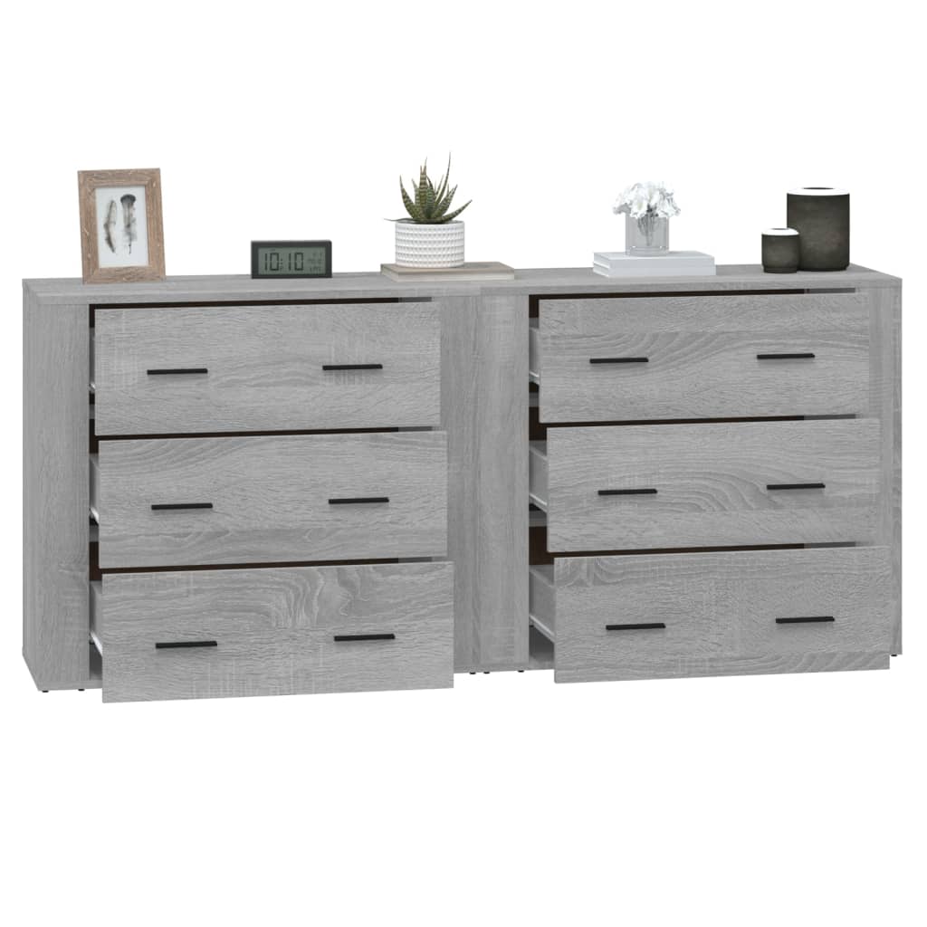 Credenze 2 pz Grigio Sonoma in Legno Multistrato - homemem39