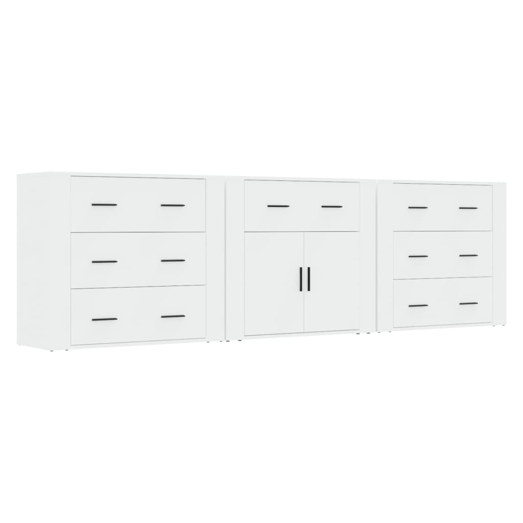 Credenze 3 pz Bianco in Legno Multistrato - homemem39