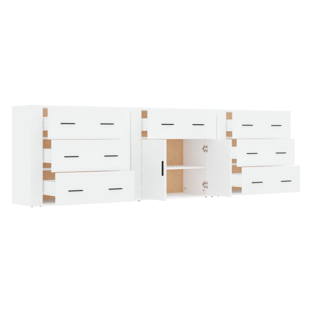 Credenze 3 pz Bianco in Legno Multistrato - homemem39