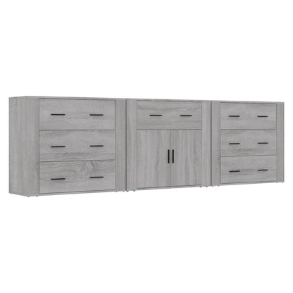 Credenze 3 pz Grigio Sonoma in Legno Multistrato - homemem39