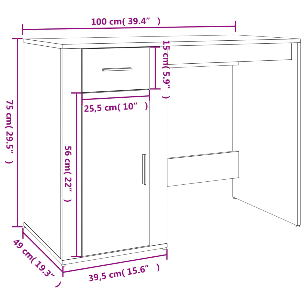 Scrivania con Armadietto Rovere Sonoma in Legno Multistrato - homemem39