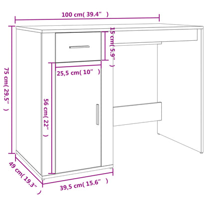 Scrivania con Armadietto Rovere Marrone in Legno Multistrato - homemem39