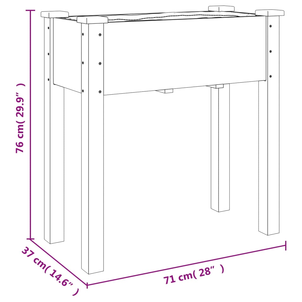 Fioriera con Fodera Grigia 71x37x76 cm Legno Massello di Abete - homemem39