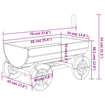 Carro Decorativo 70x43x54 cm in Legno Massello di Abete - homemem39