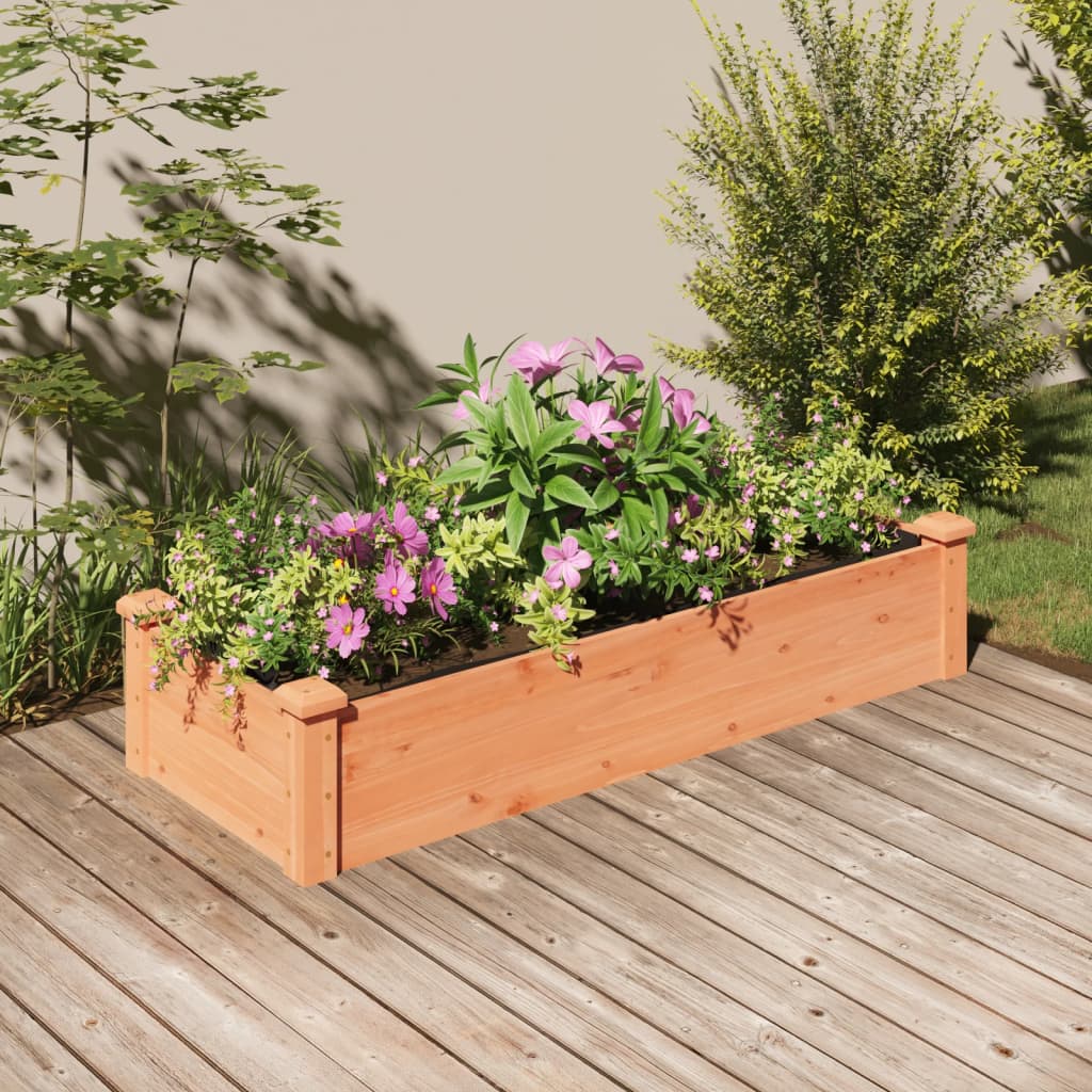 Fioriera Giardino Fodera Marrone 120x45x25cm Massello Abete - homemem39