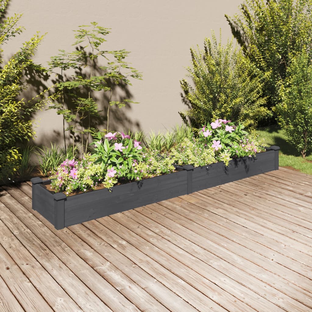 Fioriera Giardino con Fodera Grigia 240x45x25 cm Massello Abete - homemem39