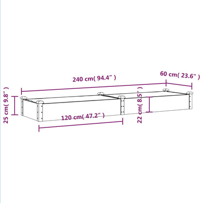 Fioriera Giardino con Fodera Marrone 240x60x25cm Massello Abete - homemem39