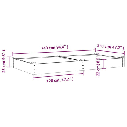 Fioriera da Giardino Fodera Marrone 240x120x25cm Massello Abete - homemem39