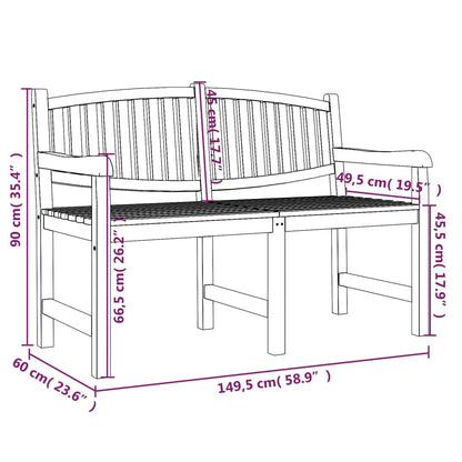 Panca da Giardino 149,5x60x90 cm in Legno Massello di Teak - homemem39