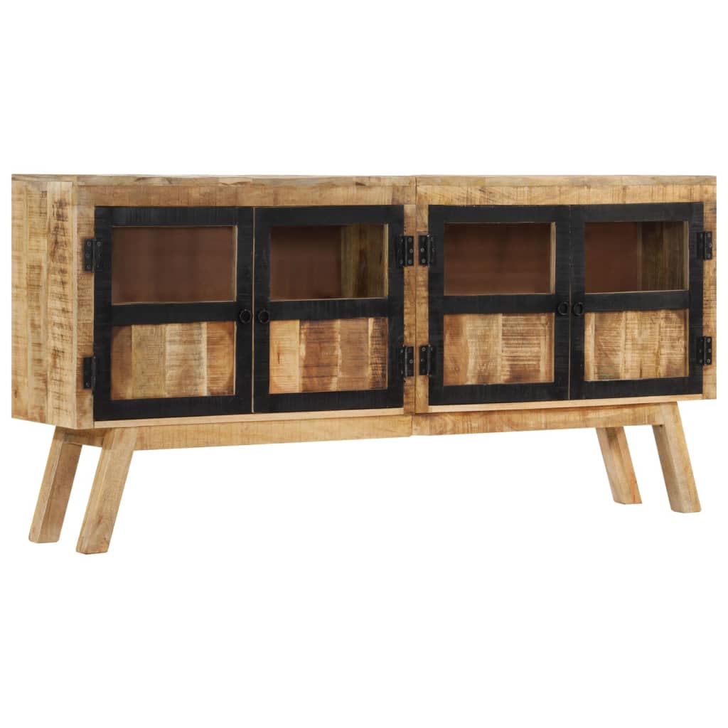 Credenza Marrone e Nera 160x30x76 cm in Legno Massello di Mango - homemem39