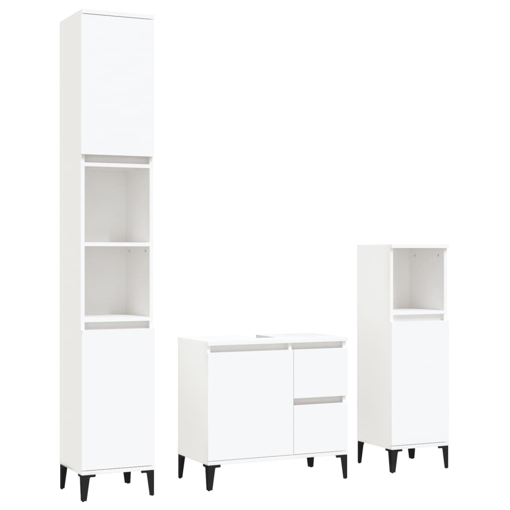 Set di Mobili da Bagno 3 pz Bianco in Legno Multistrato - homemem39